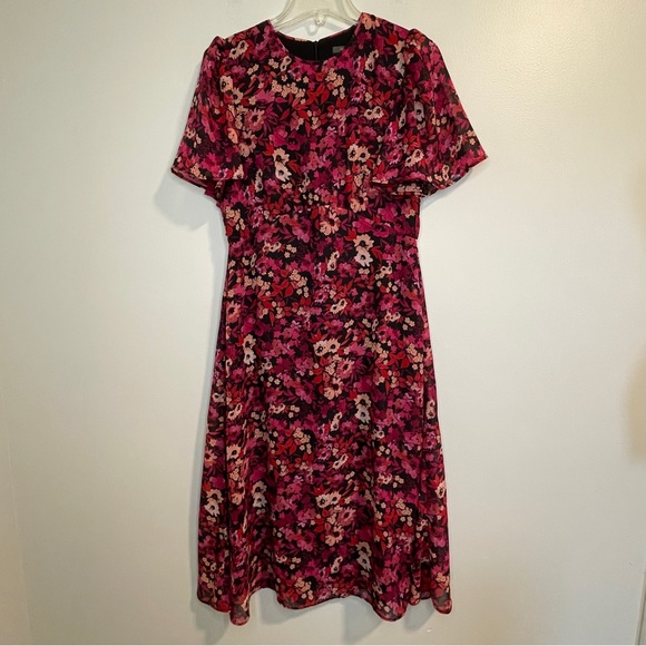 Julia Jordan Floral Flutter Sleeve Empire Waist Chiffon Dress Size 4 - Picture 2 of 6